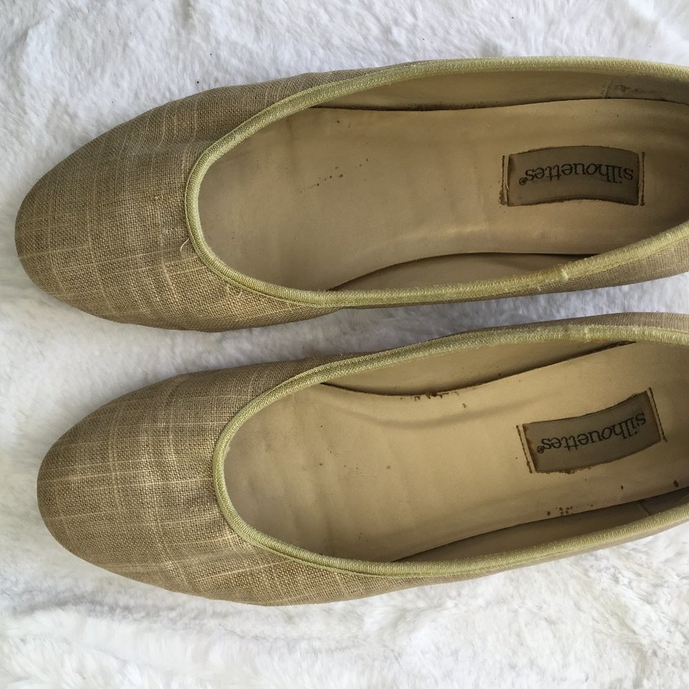 Flax Fabric Skimmer Flats in Size 12W